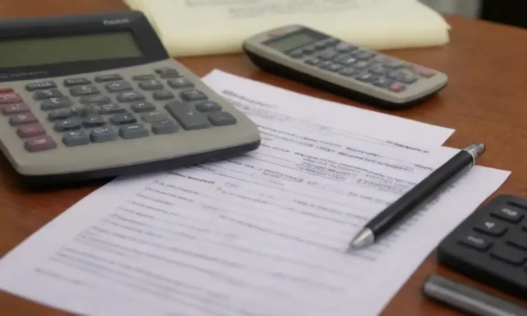 A calculator and payroll documents on a desk