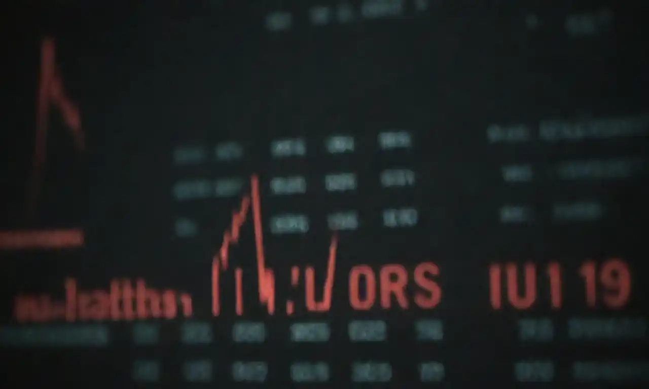 Gráfico financiero con números en ascenso y titulares resaltados sobre el Dow Jones.