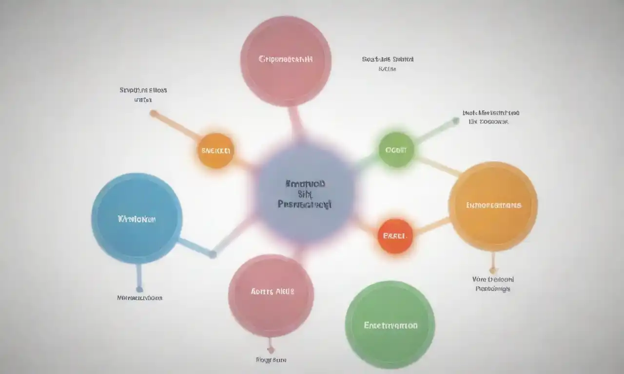 Visual diagram of a content cluster with interconnected topics boosting SEO performance.