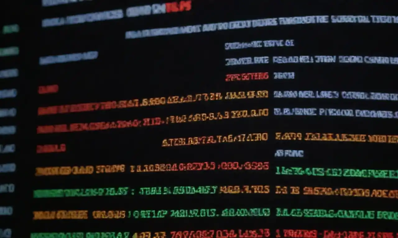 A digital screen displaying stock quotes